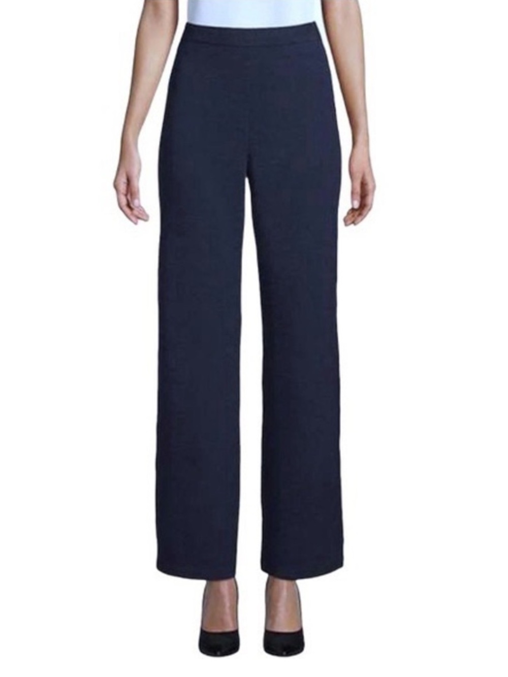 St. John Collection Santana Knit Navy Wide Leg Pants Pull-on Size 8